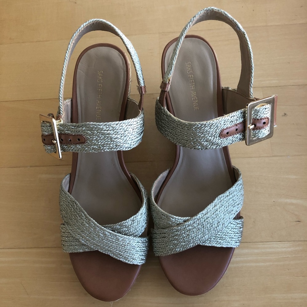 Saks Fifth Avenue Wedge Espadrilles Strap Sandals